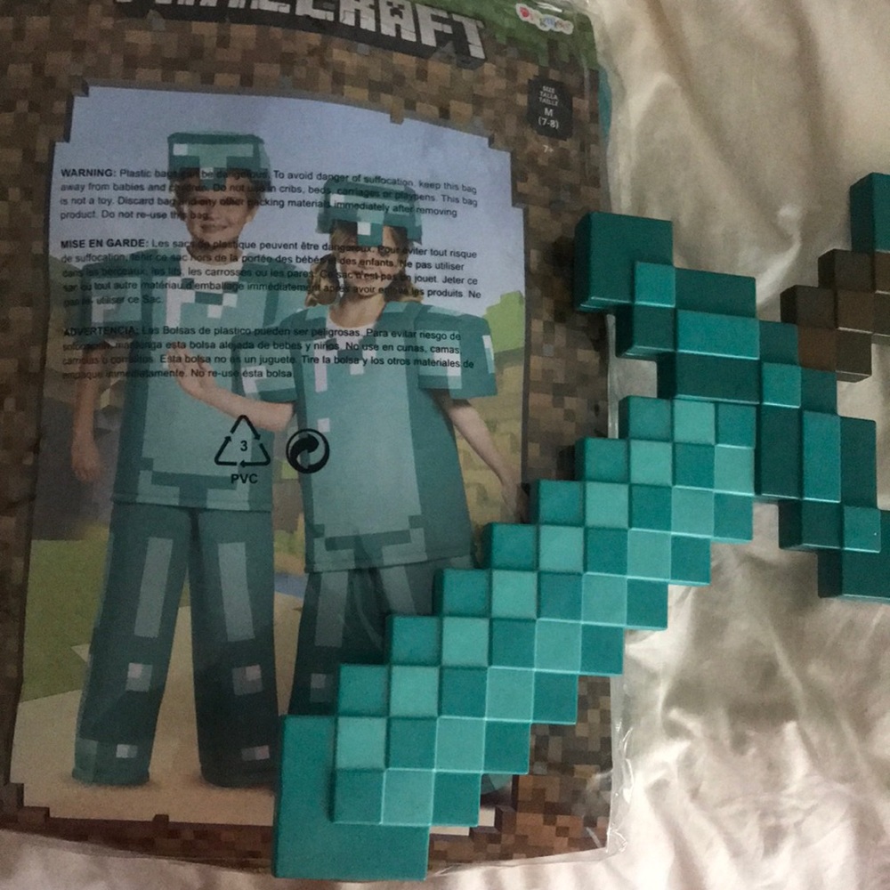 Halloween Minecraft costume + a sword 7-8 years